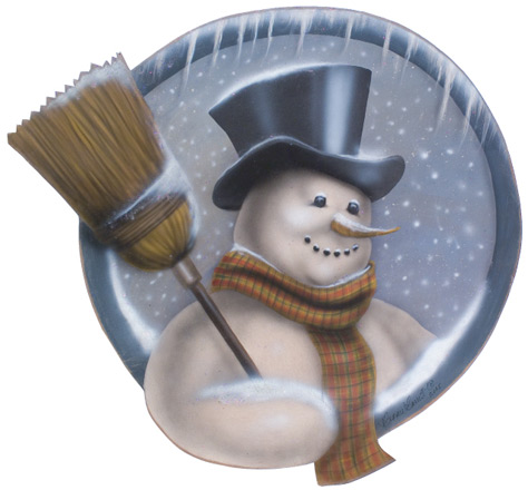 Snowman With Broom Disk - A Christmas Decoration & Display from Cottages and Gardens