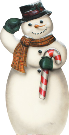 Snowman With Candy Cane - A Christmas Decoration & Display from Cottages and Gardens