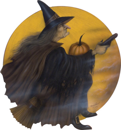 Witch With Pumpkin In Moon - A Halloween Decoration & Display from Cottages and Gardens