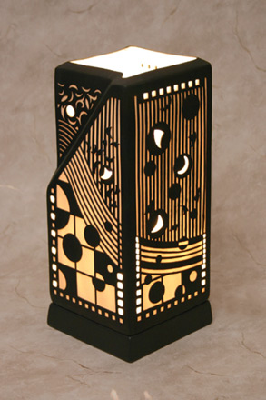 Miami Silhouette Table Lamp - An Etched Translucent Porcelain Lithophane Table Lamp from Cottages and Gardens / The Porcelain Garden