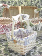 Cottages and Gardens Fruit Basket And Blue Toile Basket Liner And Handle Wrap / Grip