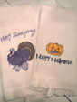Happy Autumn Tea Towel Set - An Embroidered Tea Towel Set from Cottages and Gardens