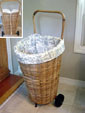 Vintage Shopping Cart Basket With Cottages and Gardens Crimson Toile Liner